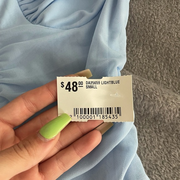 Light blue ruched mini dress - Picture 7 of 9